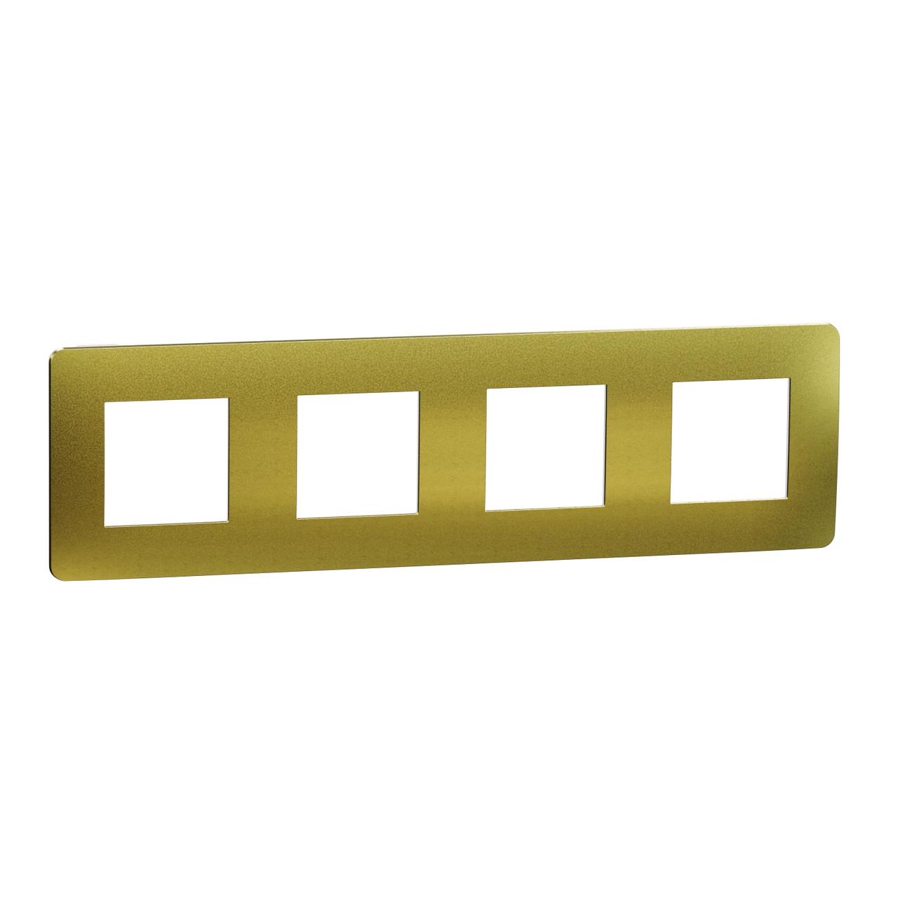Рамка 4-постовая Schneider Electric Unica New поликарбонат 298х85х10 мм Золотой матовый/Белый (NU280859M)