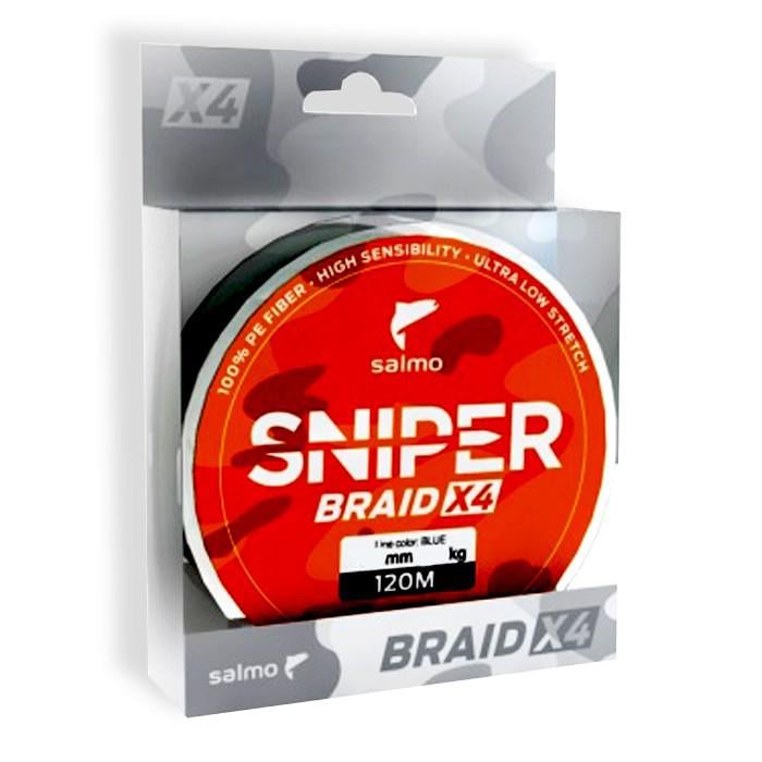 Шнур Salmo Sniper Braid 4Х 120 м 0,26 мм 12,25 кг Army Green