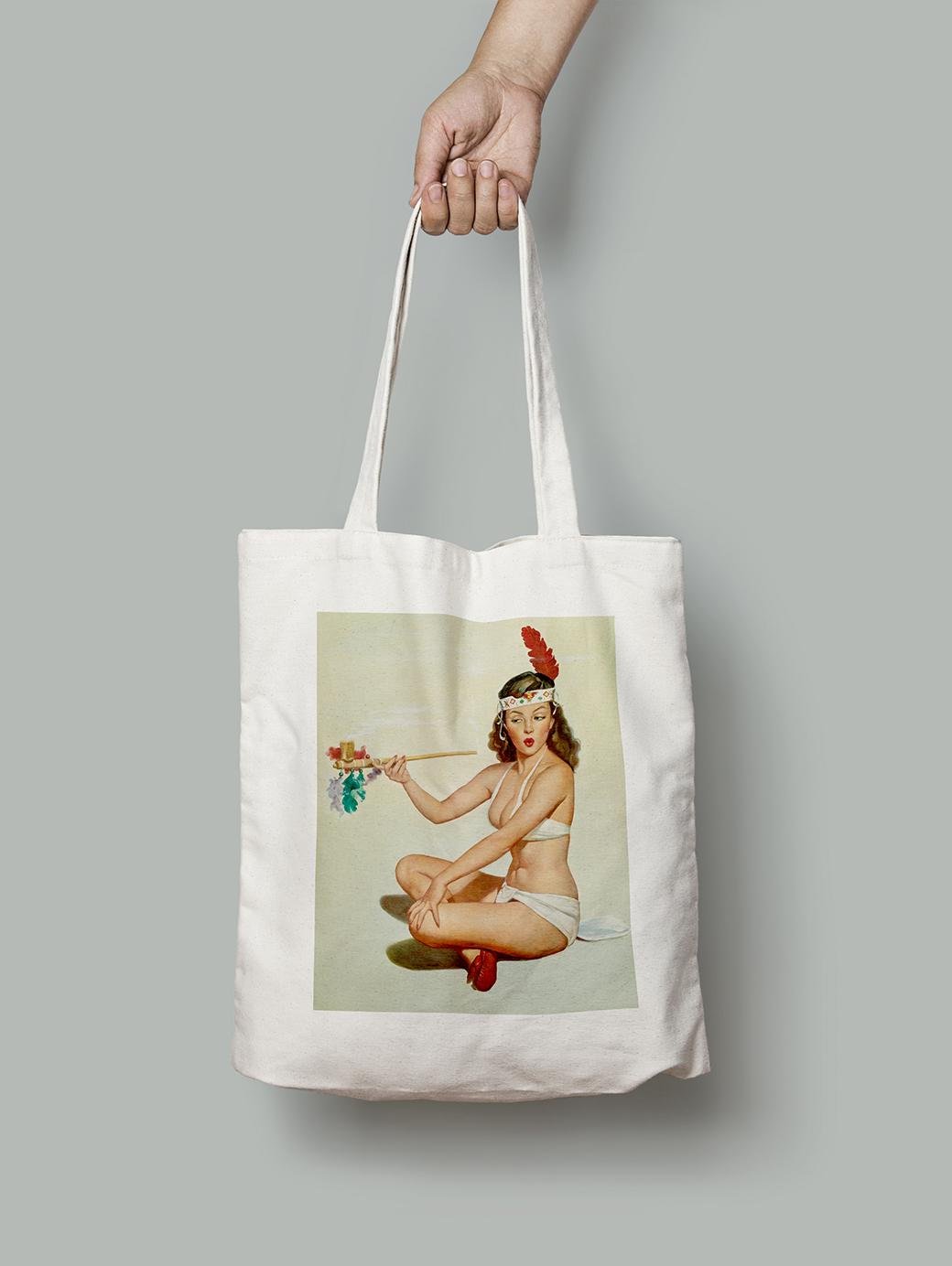 Эко-сумка Курящая винтажная девушка в стиле пин-ап шопер (pin_up010022_Bag)