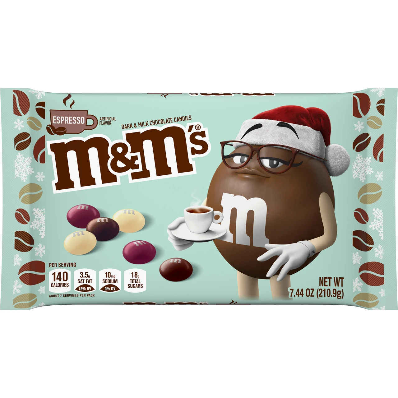 Драже M&M's Milk & Dark Chocolate Espresso Christmas Candy 210 г (1725429904)