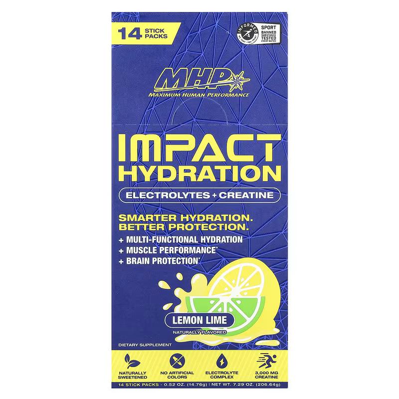 Креатин с электролитами MHP Impact Hydration/Electrolytes/Creatine 14 Stick Packs Lemon Lime 14,76 г