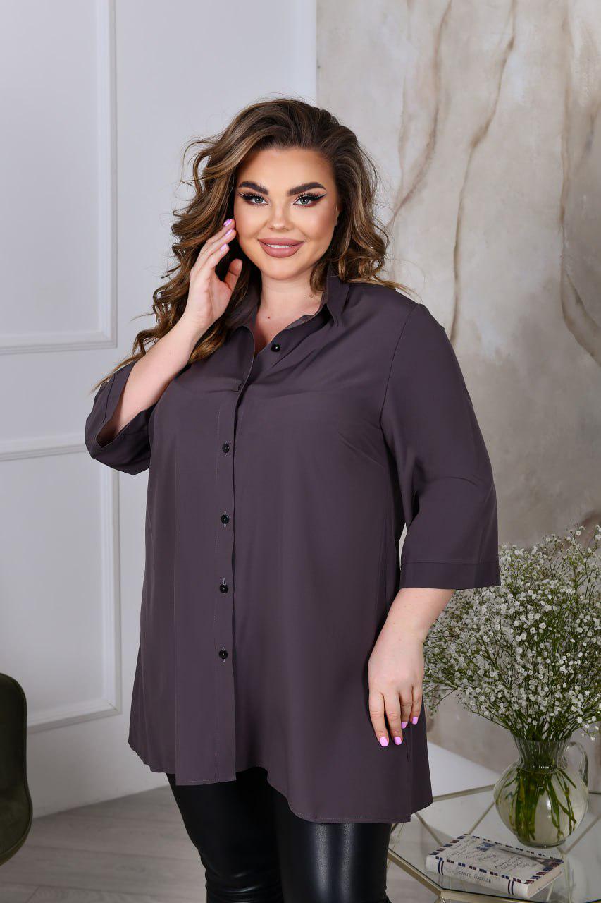 Блузка свободного фасона р. 60-62 Графит (7018) - фото 3 Блузка свободного фасона р. 60-62 Графит (7018) - фото 3