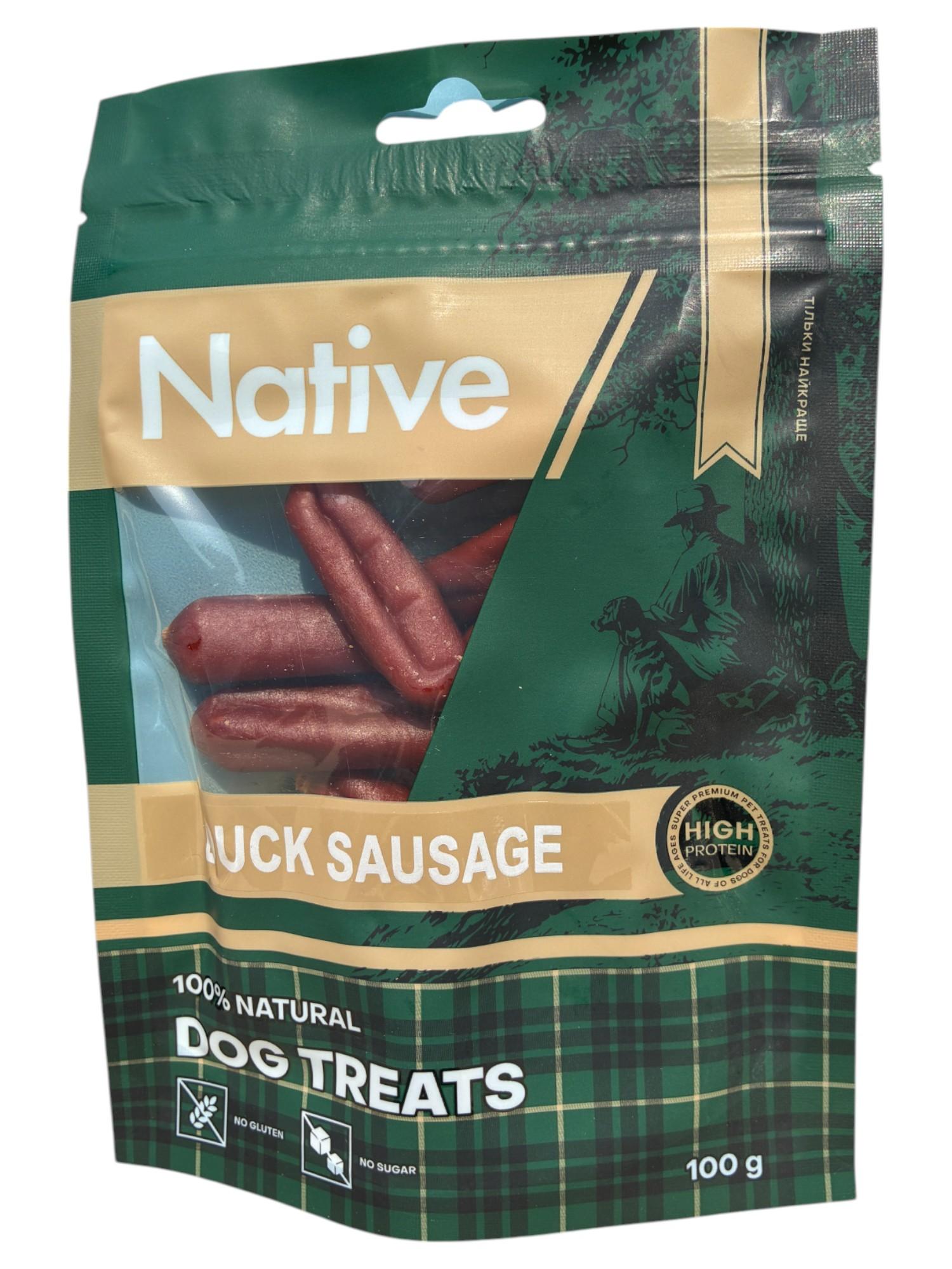 Ласощі для собак NATIVE Duck Sausage Качині сосиски 100 г (31022079/22086n)