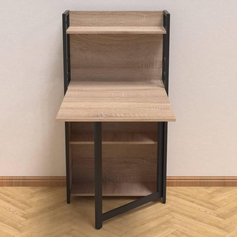 Стол книжка с этажеркой Ferrum-decor Практик 1 металл/ДСП 16 мм 1200x640x990 мм Черный/Дуб Сонома (FRD-104614)