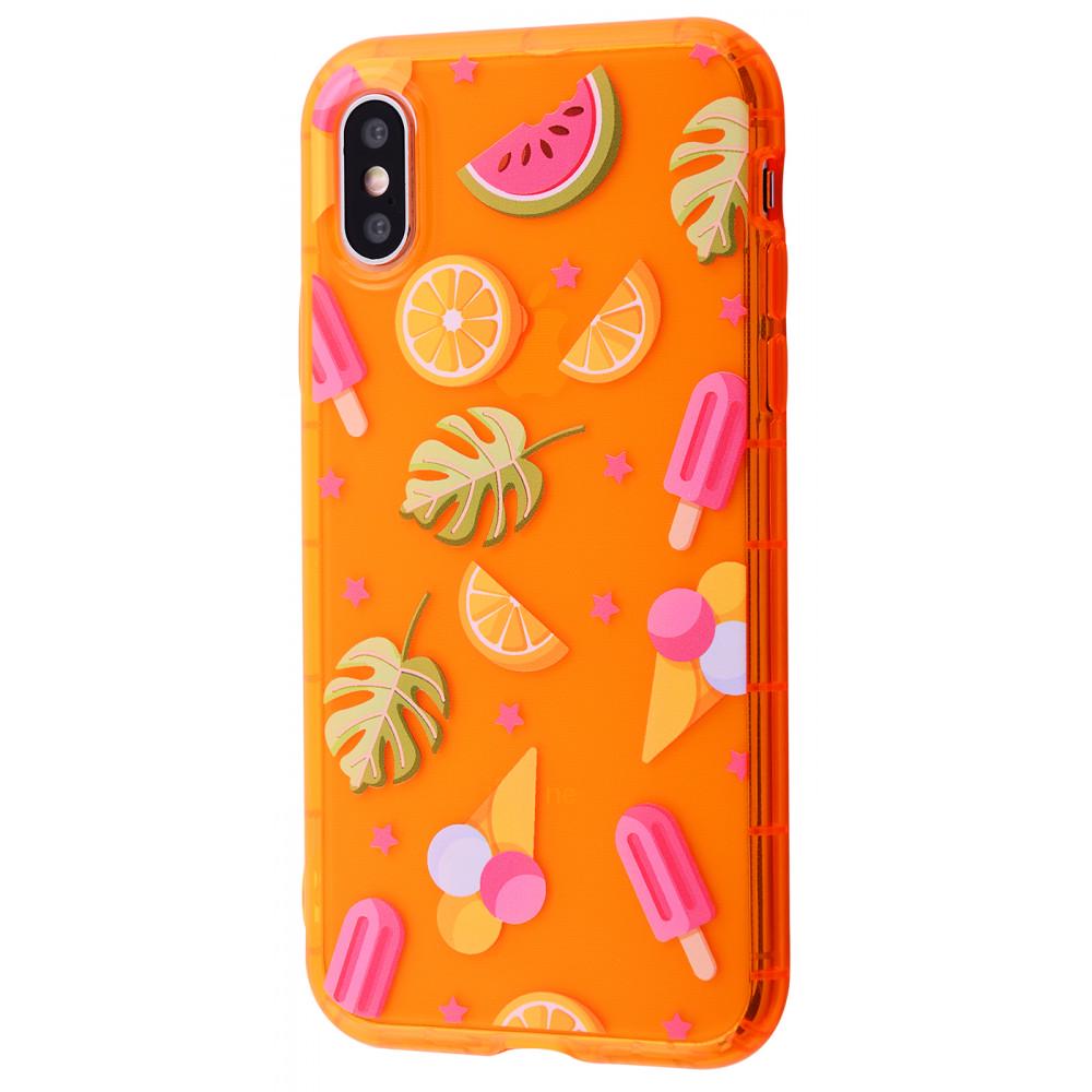 Чохол PRC Suммer Time case TPU для iPhone X/XS Orange/Ice Cream