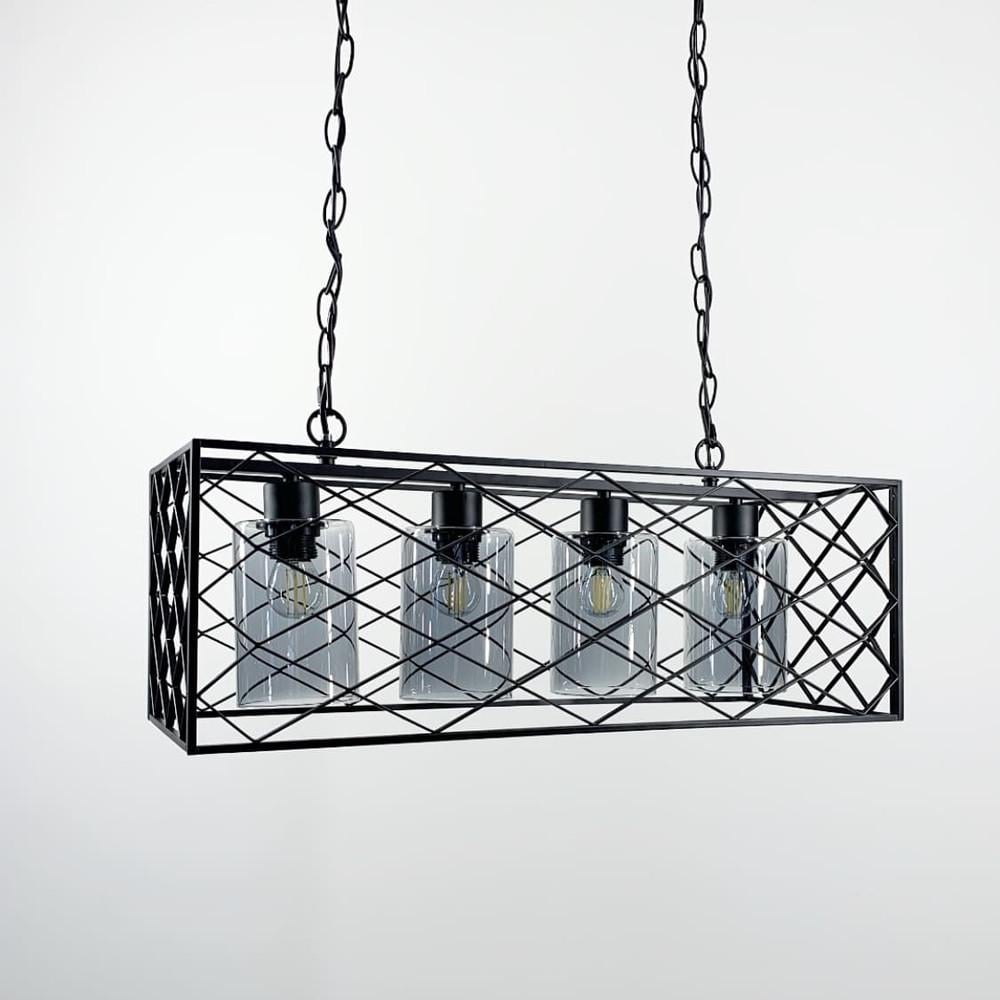 Люстра подвесная на 4 лампы в стиле Loft с графитовыми плафонами (12607/4)