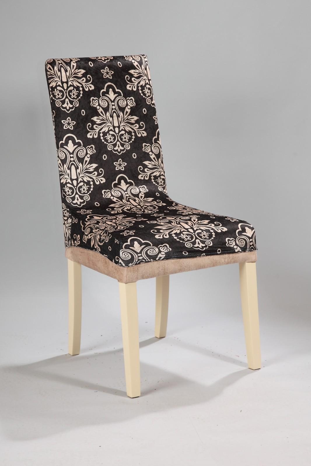 Чехол для стула Gospo 0001 Вензель со спинкой эластичный универсальный натяжной Черный/Бежевый (E-0001) - фото 2 Чехол для стула Gospo 0001 Вензель со спинкой эластичный универсальный натяжной Черный/Бежевый (E-0001) - фото 2