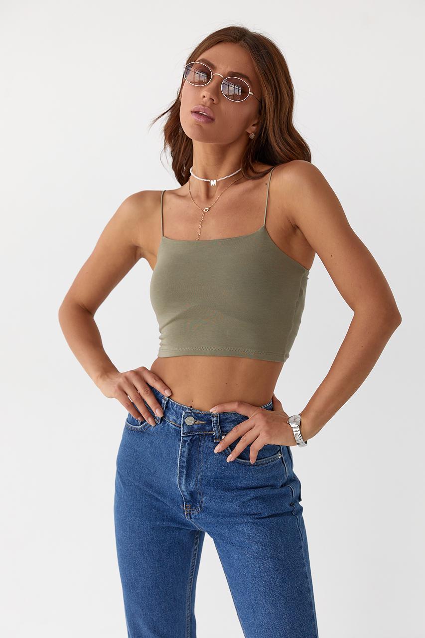 Майка женская на тонких бретелях-резинках Zechka L Хаки (10056924)