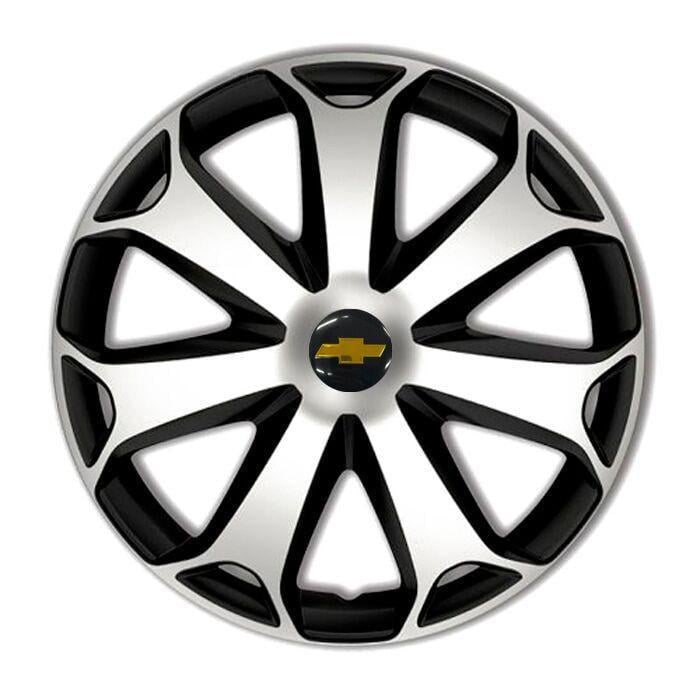 Колпаки для колес 4 Racing Mega R14 с логотипом Chevrolet 4 шт. Silver/Black