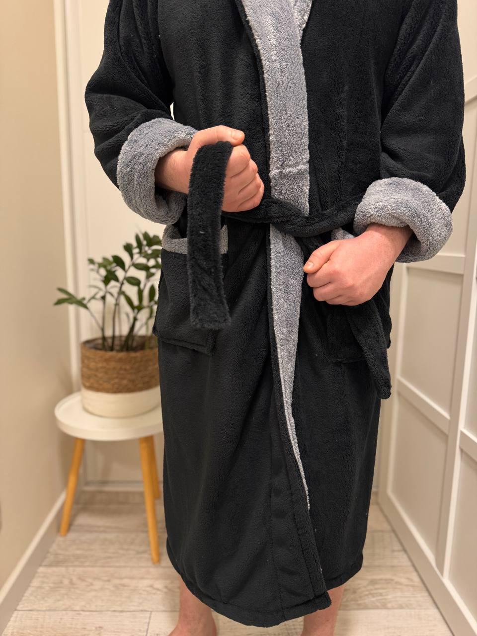 Халат домашній XXL Чорний (П4К-Al-male-halat-011-03) - фото 6