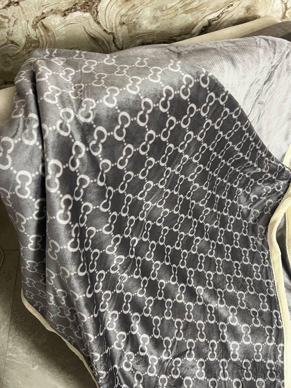 Плед-покрывало велюровый овчина 230х200 см Серый (П4К-Mpled004-02)