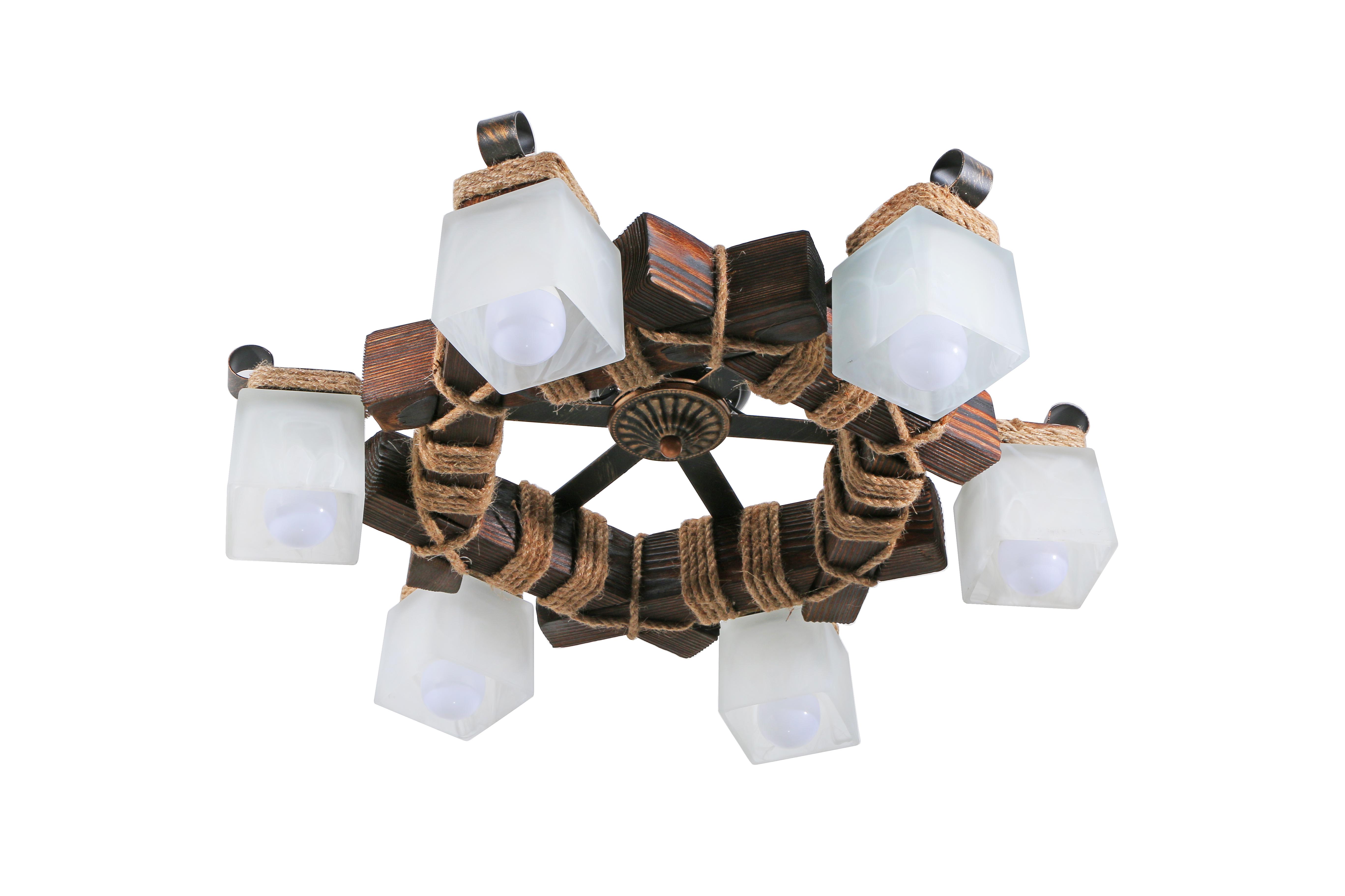 Люстра деревянная Sirius темный обжиг на 6 плафонов (S7010/6)