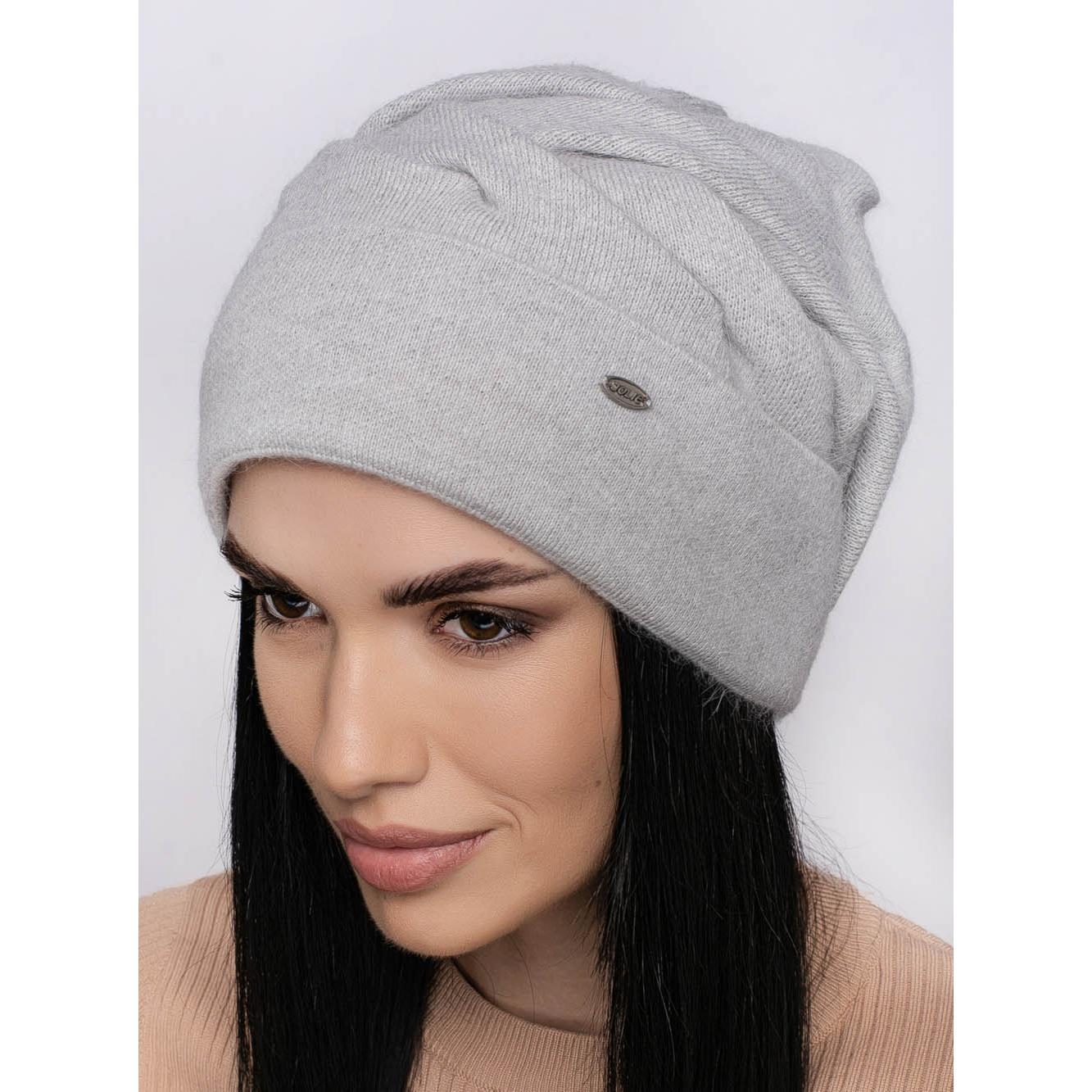 Шапка ангорова жіноча Leks Фантазія one size Світло-сірий - фото 1 Шапка ангорова жіноча Leks Фантазія one size Світло-сірий - фото 1