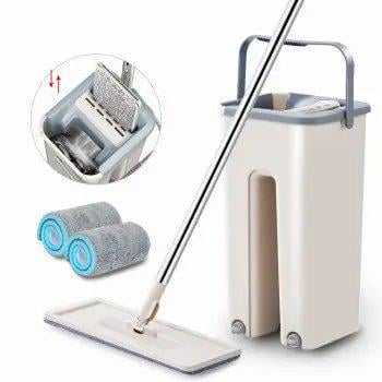 Швабра телескопическая с ведром и самоотжимом Scratch Cleaning Mop на 5 л Бежевый - фото 4