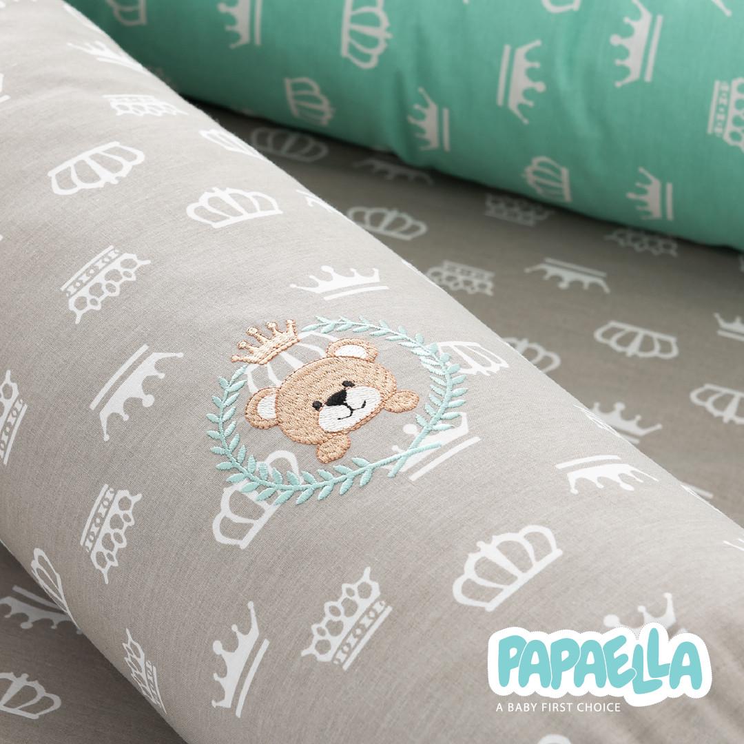 Набор защитный в кроватку IDEIA Papaella бортик/валик 120x15/60x15 см Бежевый (25897625) - фото 5