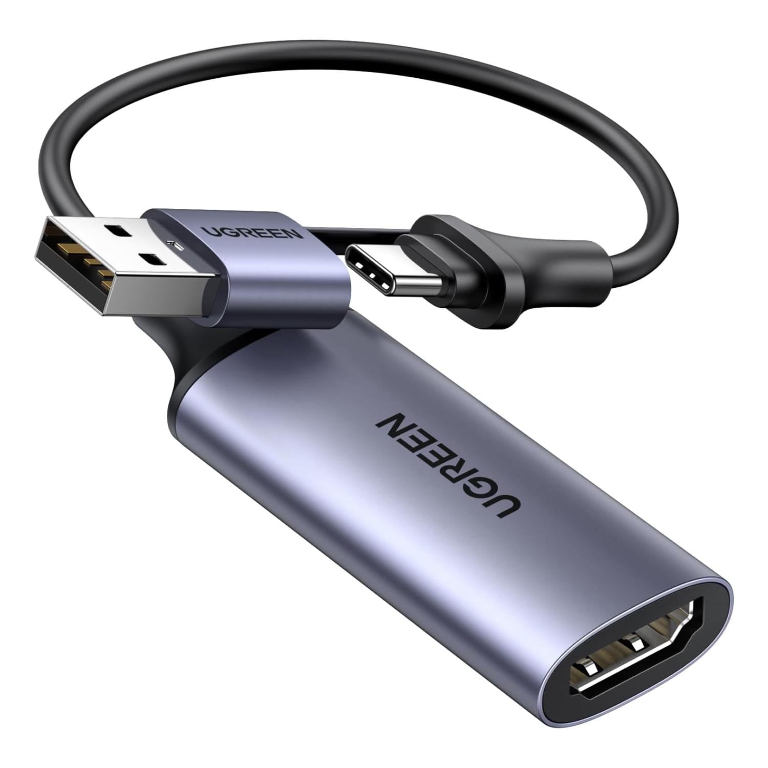 Карта видеозахвата UGREEN CM489 0,15 м HDMI/USB-C/USB-A Космически-серый/Черный (40189)