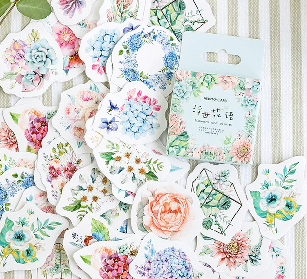 Набір наклейок для щоденника Kawaii Flowers 40 шт.