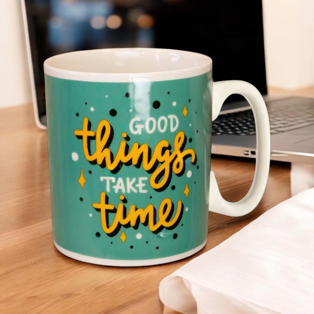 Кружка керамическая "Good things take time" 1 л Зеленый - фото 6 Кружка керамическая "Good things take time" 1 л Зеленый - фото 6