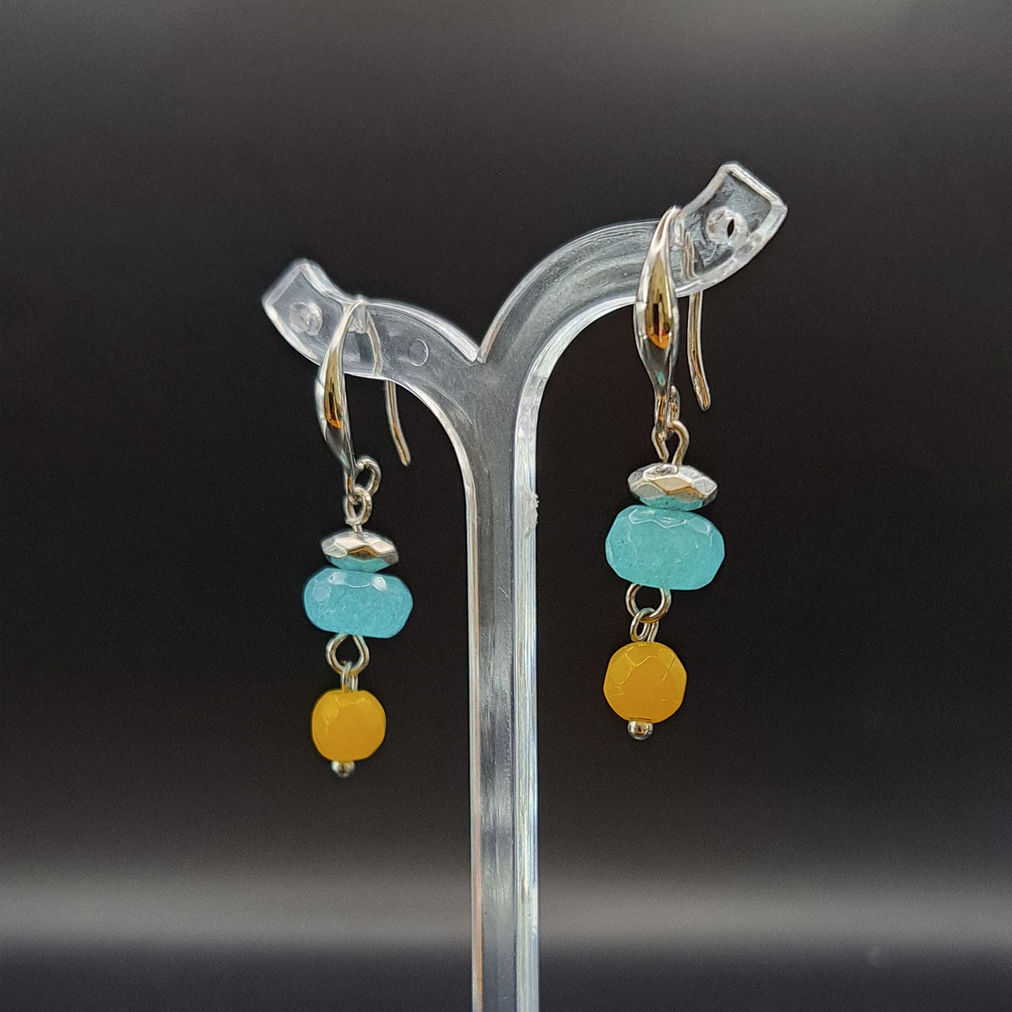 Серьги DARSANA Флаг из натурального камня аквамарин/цитрин (DRSU005472)