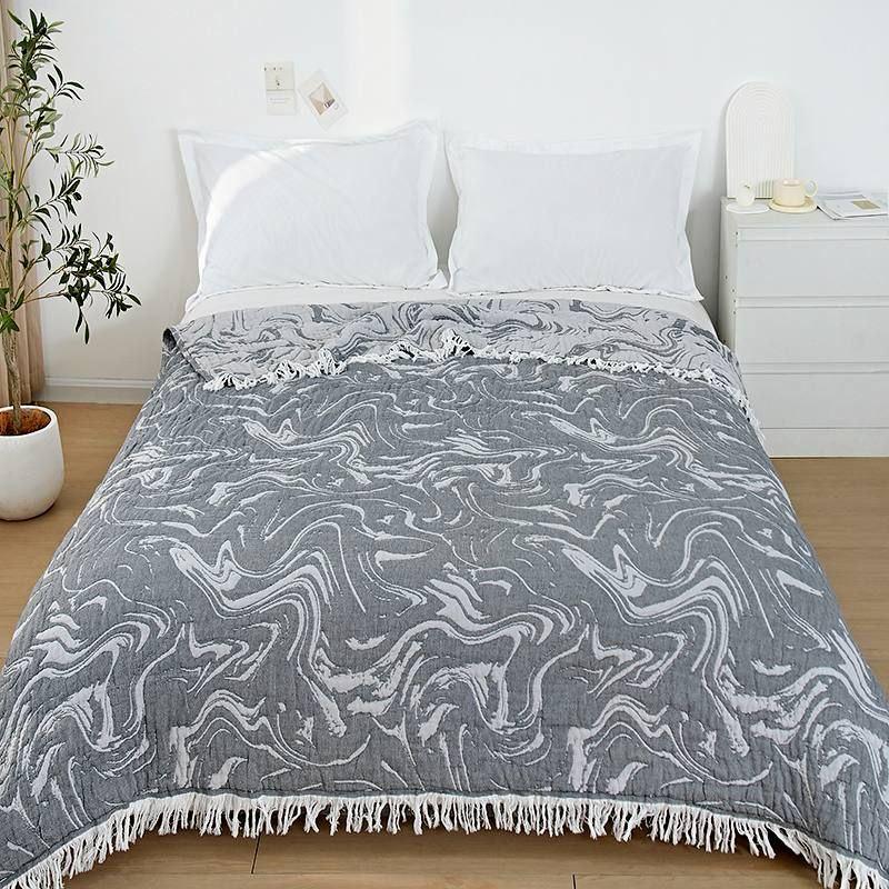 Покрывало муслиновое с бахромой Malloory Home 150x200 см Серый из Светло-серым (2320)
