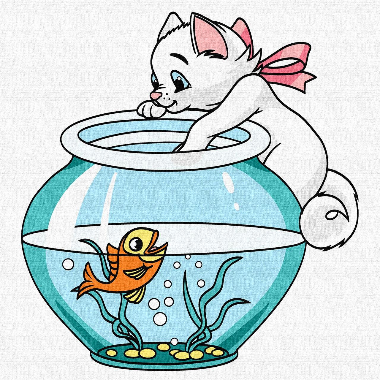 Картина по номерам Ideyka Грациозный котик 30х30 см (2824287578)