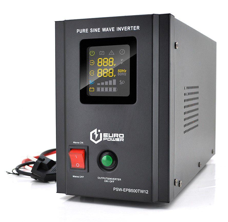 Джерело безперебійного живлення Europower PSWEPB-TW12 із правильною синусоїдою 500VA 300W АКБ 12В заряд 5/10А (59092)