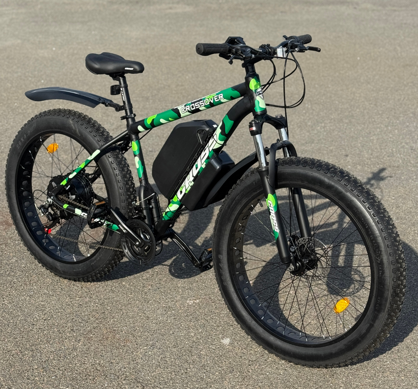 Велосипед с Е-комплектом Crossover 26х4,0" 2025 48 В 1200 Вт MXUS 21 Ah до 75 км запас хода дисплей LSD-10 Green