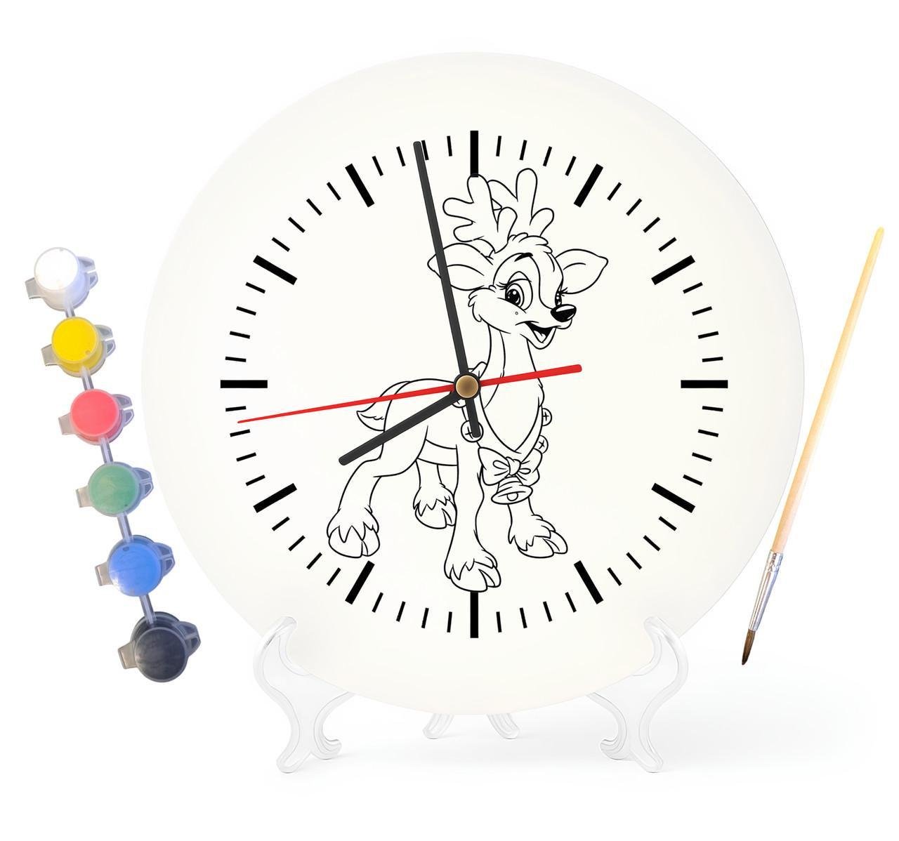 Детский набор для творчества часы раскраска Новогодний олень 30 см (Г0066)