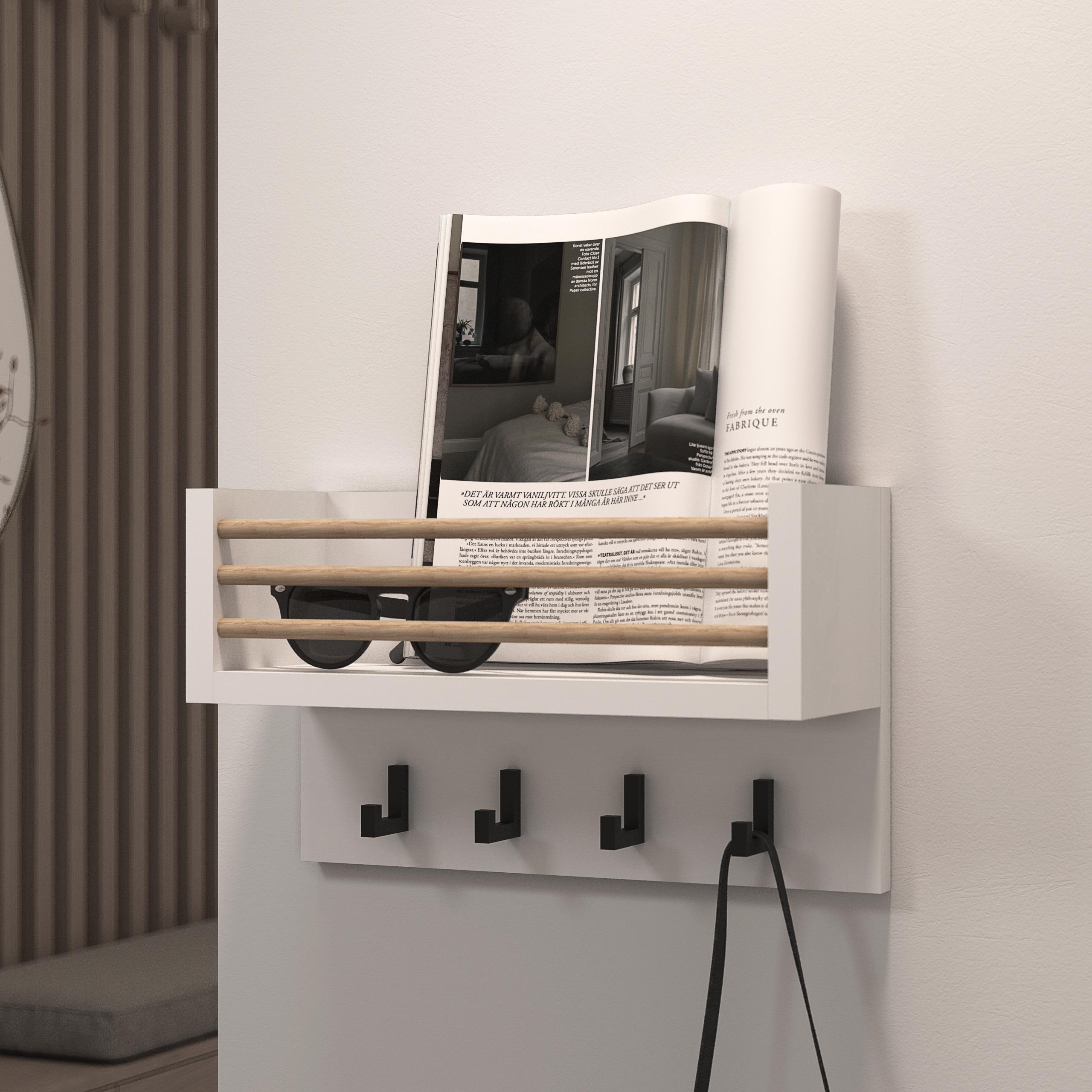 Ключница настенная W-2 328x116x200 мм Белый/Нагель Дерево (29464596)