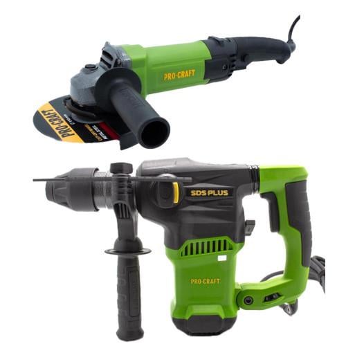 Перфоратор бочковый ProCraft BH2250 и болгарка ProCraft PW1600SE 150 мм