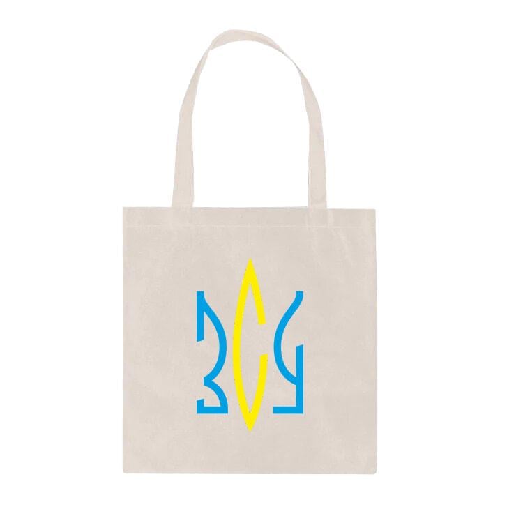 Еко-сумка шопер з принтом ЗСУ повсякденна Білий Еко-сумка шопер з принтом ЗСУ повсякденна Білий