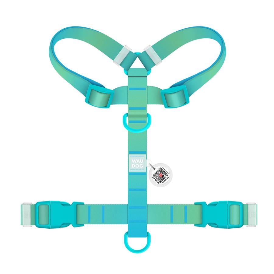 Шлейка для собак с QR-паспортом WAUDOG Nylon Recycled Градиент пластиковый фастекс S 15 мм A 30-45 см/B 35-45 см Blue (47512) - фото 2 Шлейка для собак с QR-паспортом WAUDOG Nylon Recycled Градиент пластиковый фастекс S 15 мм A 30-45 см/B 35-45 см Blue (47512) - фото 2