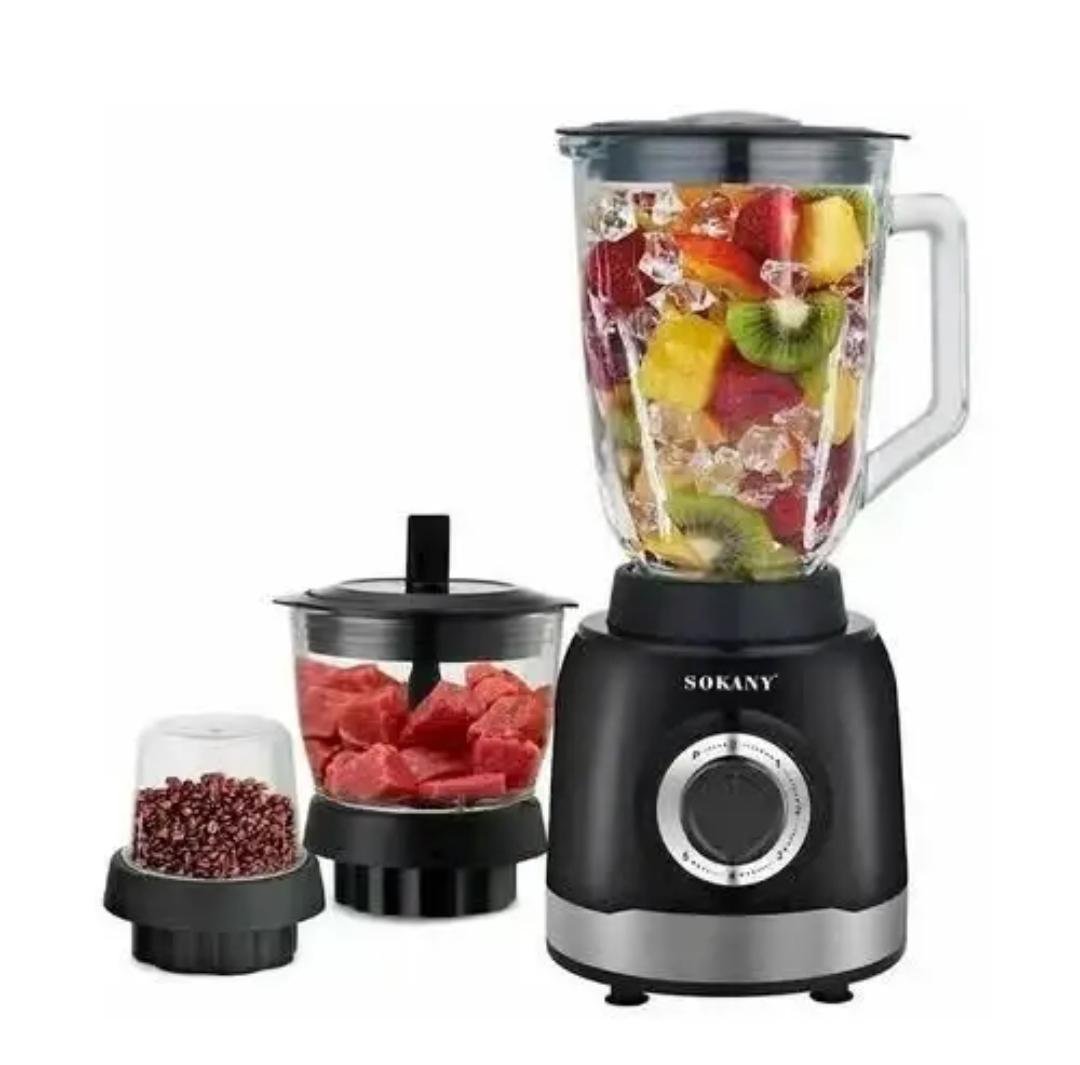 Блендер Sokany стеклянная 3в1 5 скоростей 1,5л 1000 Вт Черный (SK-JB-178)
