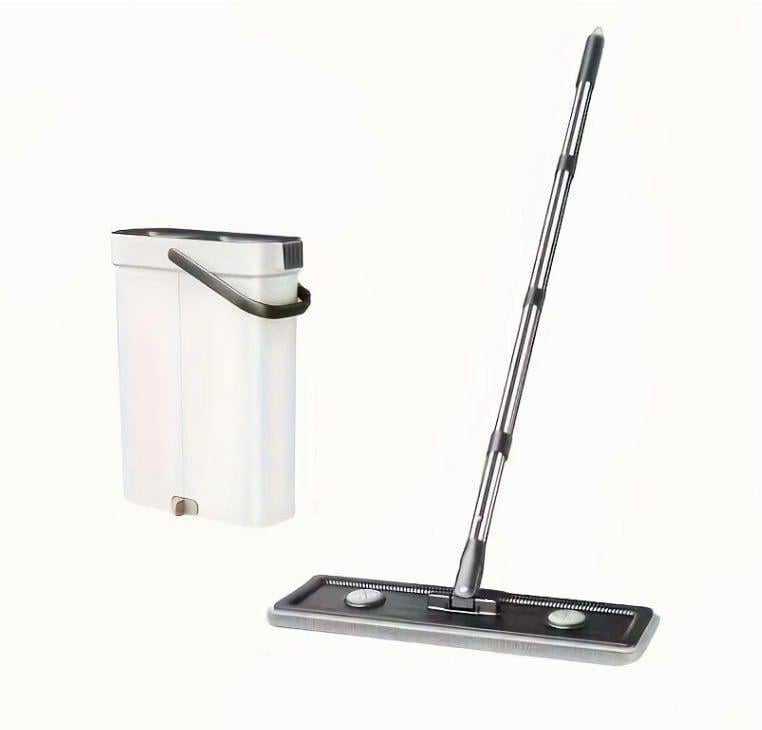Швабра с отжимом и плоское ведро с двумя отделениями с 2 салфетками из микрофибры (1801) Швабра с отжимом и плоское ведро с двумя отделениями с 2 салфетками из микрофибры (1801)