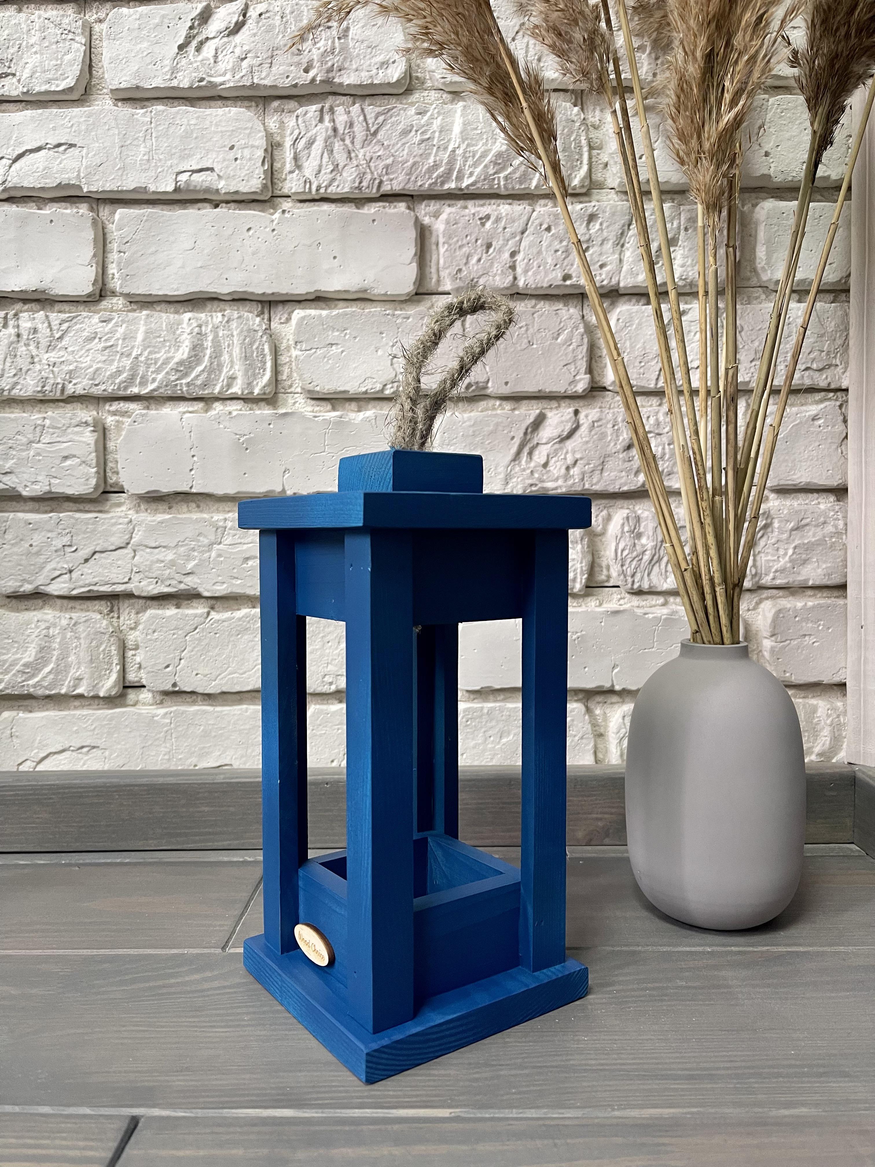 Подсвечник деревянный Wood Choice Фонарь 12х12х25 Синий - фото 1 Подсвечник деревянный Wood Choice Фонарь 12х12х25 Синий - фото 1