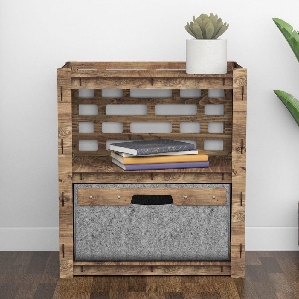 Тумба прикроватная деревянная Hexagonica Brickwall с серым ящиком 600х528х345 мм (111575) - фото 2 Тумба прикроватная деревянная Hexagonica Brickwall с серым ящиком 600х528х345 мм (111575) - фото 2