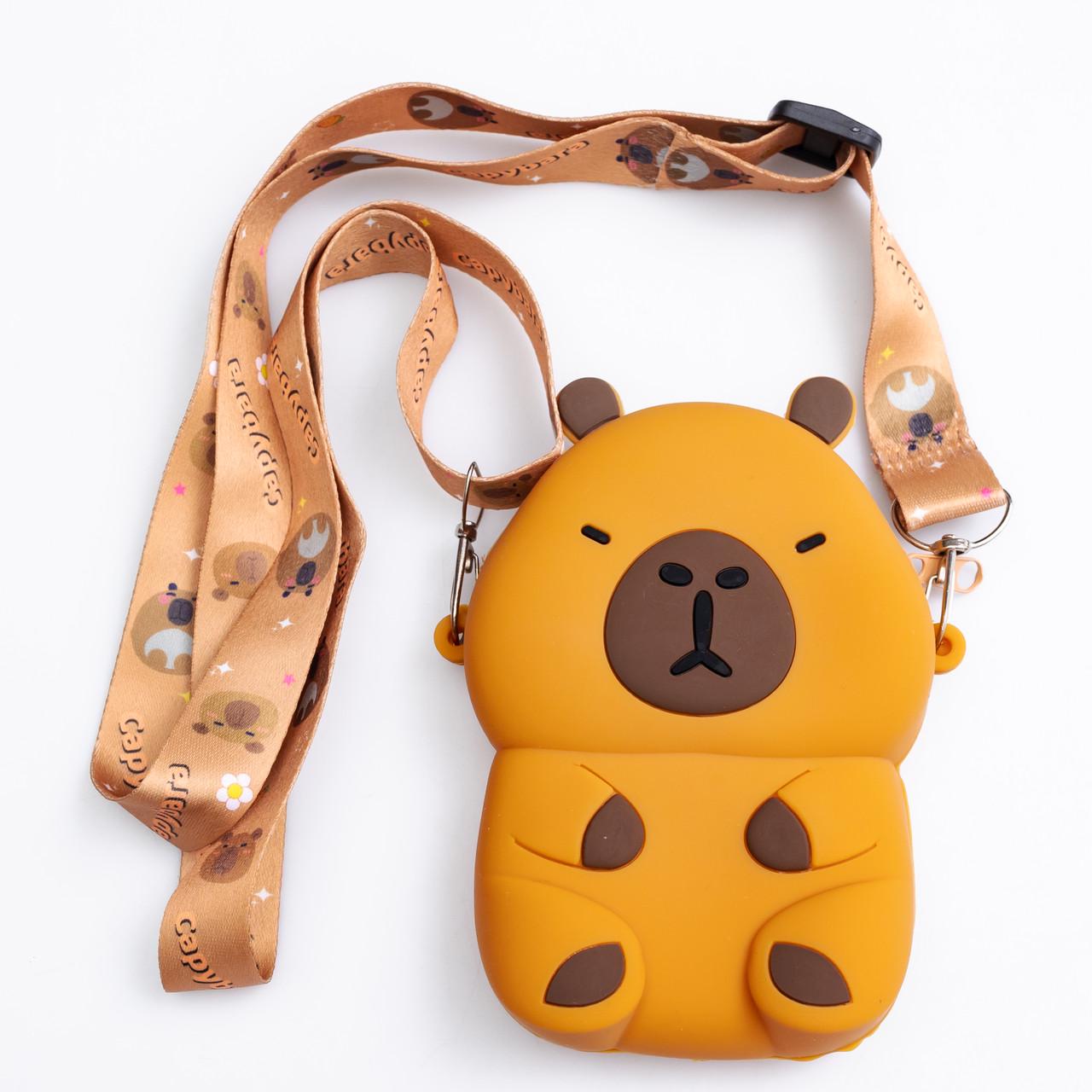 Детская сумочка Капибара силиконовая на молнии 13х9х3 см (HP-55-3BR)