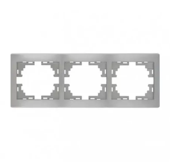 Рамка тройная горизонтальная MIRA металл Серый (26252476)