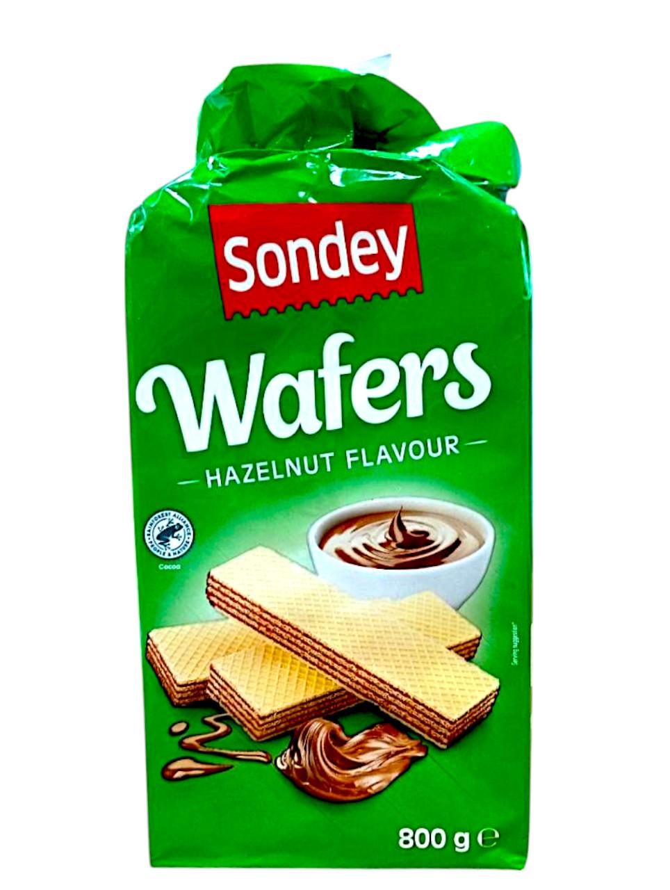 Вафли классические Sondey с начинкой из фундука Wafers 800 г (27109208)