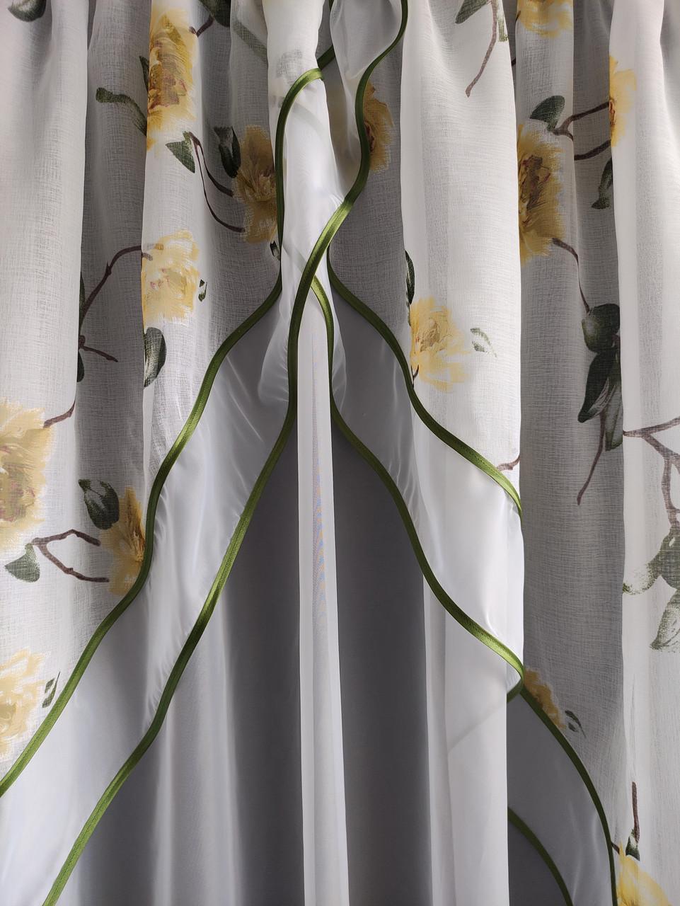 Занавески кухонные 4х1,8 м Белый с зеленым - фото 2 Занавески кухонные 4х1,8 м Белый с зеленым - фото 2