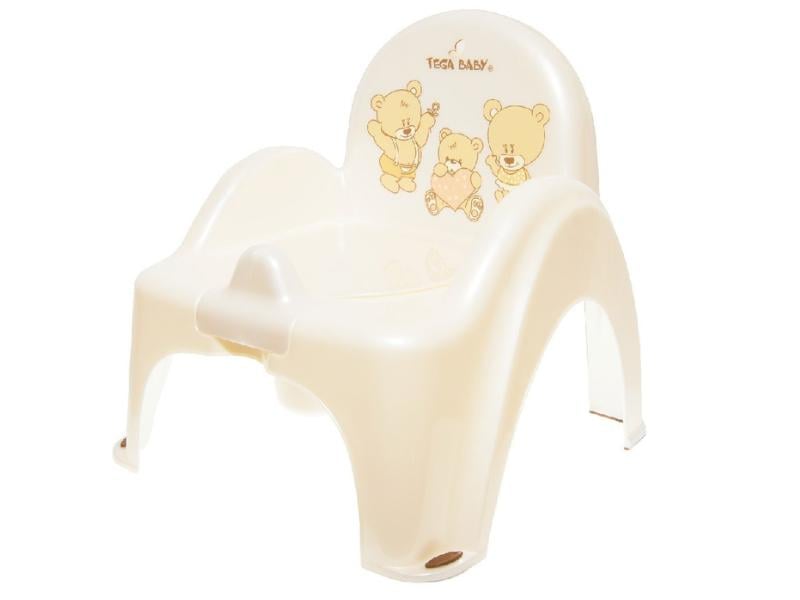 Горщик-стілець дитячий з музикою антиковзкий Teddy Bear White pearl