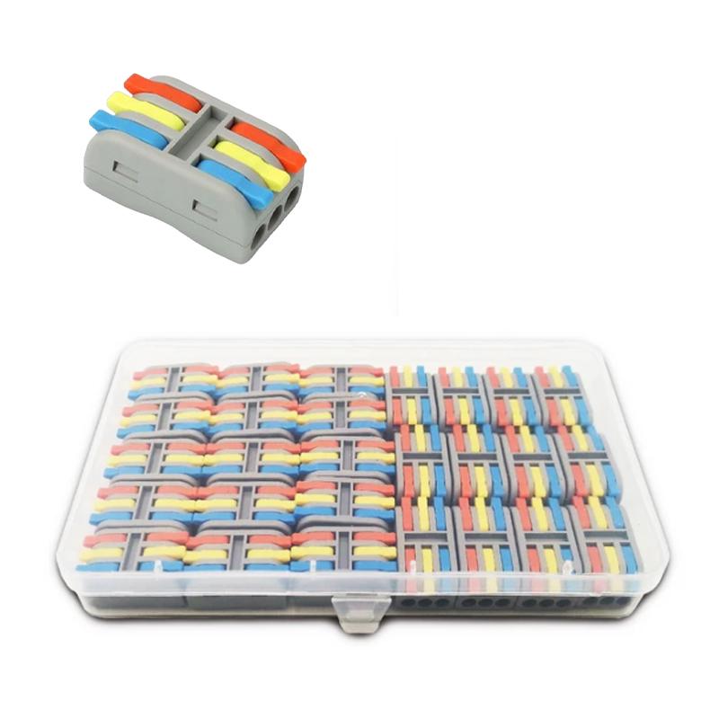 Набор клемм Tactix 0,08-4 мм2 32А 3х1-3х1 проходная одинарная 30х18х13,5 мм 27 шт. Разноцветный (CT2-3M-27box)