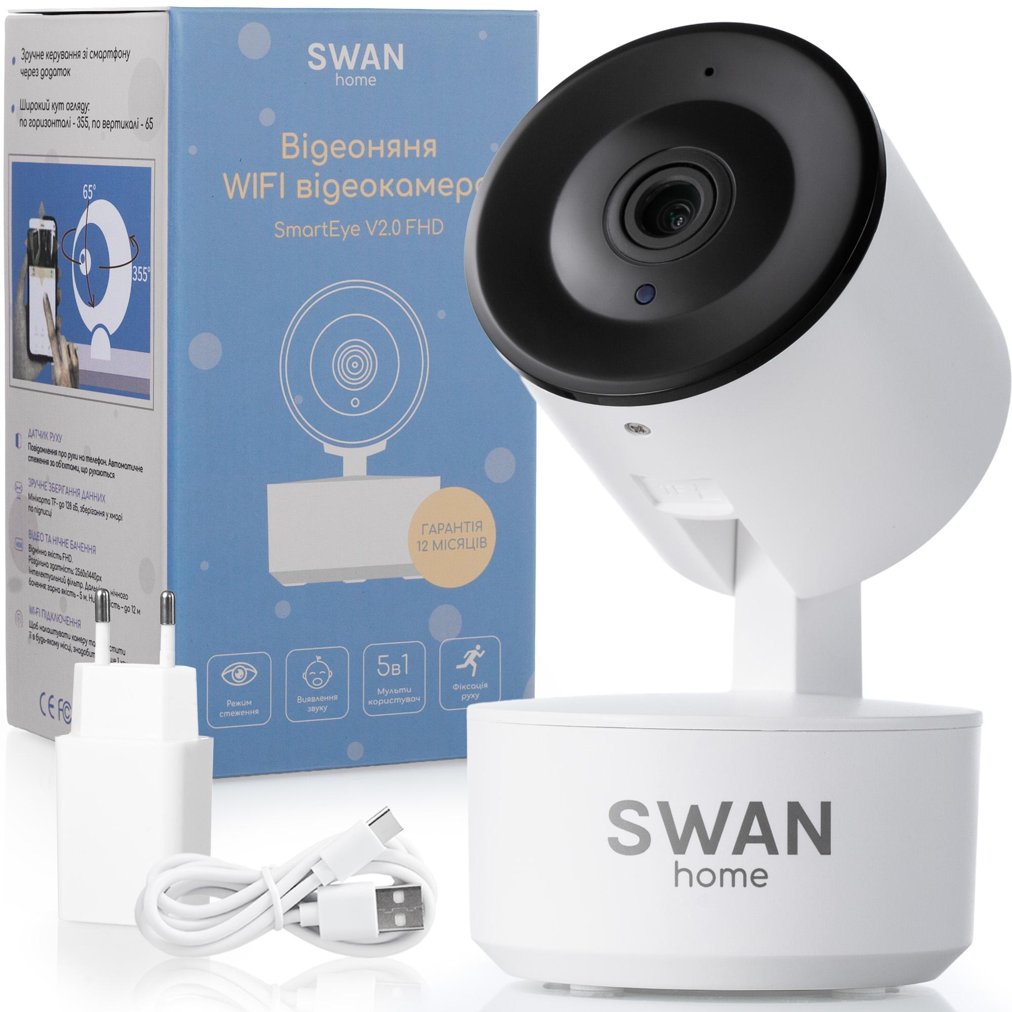 Видеоняня Swan Baby Home Smart Eye V2.0 Wi-Fi 360 градусов с подключением к телефону Белый (64975736) - фото 1