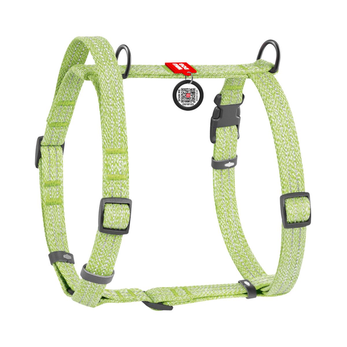 Шлей для собак анатомический Waudog Re-cotton с QR-паспортом/светоотражающая М 20 мм х 43-60 см х 50-80 см Салатовый (25925 Col)
