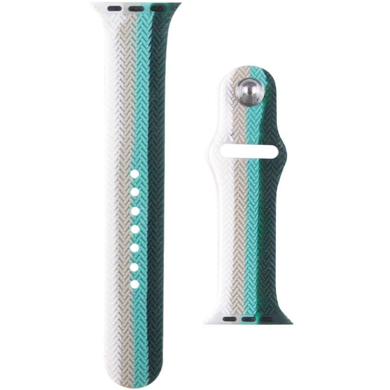 Силиконовый ремешок Braided для Apple watch 42/44 мм Белый/Зеленый