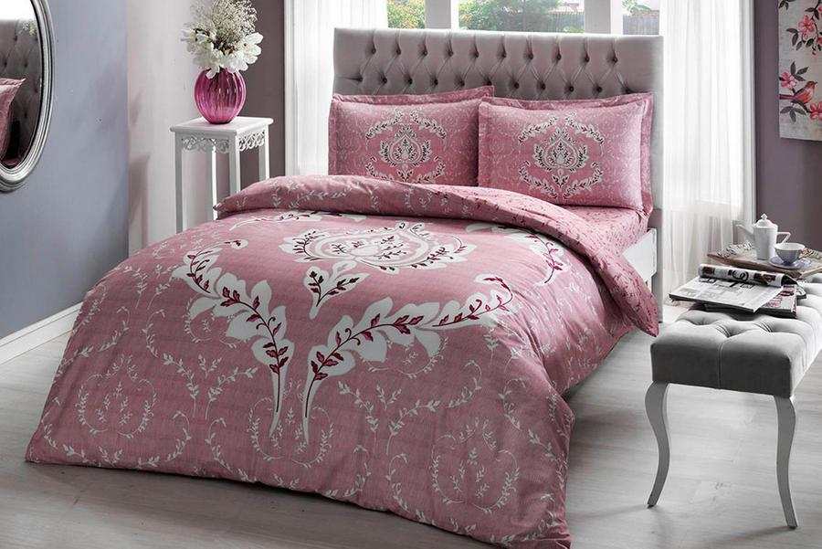 Постельное белье TAC Romy pembe v05 евро Розовый (2000022193221)