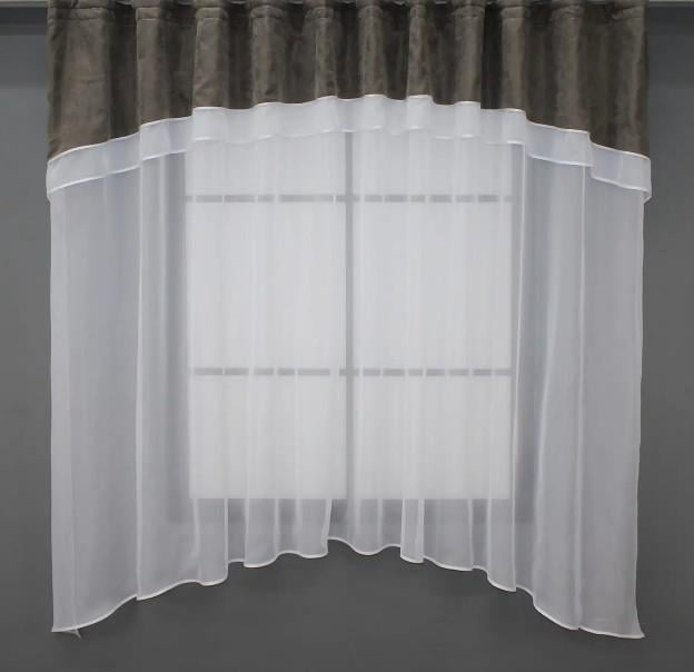 Гардина на кухню с аркой 280х170 см Белый/Серый (036к) Гардина на кухню с аркой 280х170 см Белый/Серый (036к)