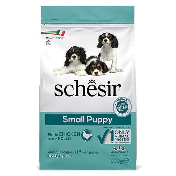 Корм сухой для щенков Schesir Dry Dog Small Puppy монопротеиновый мини и малых пород с курицей 800 г (ШСЩМК0,8)