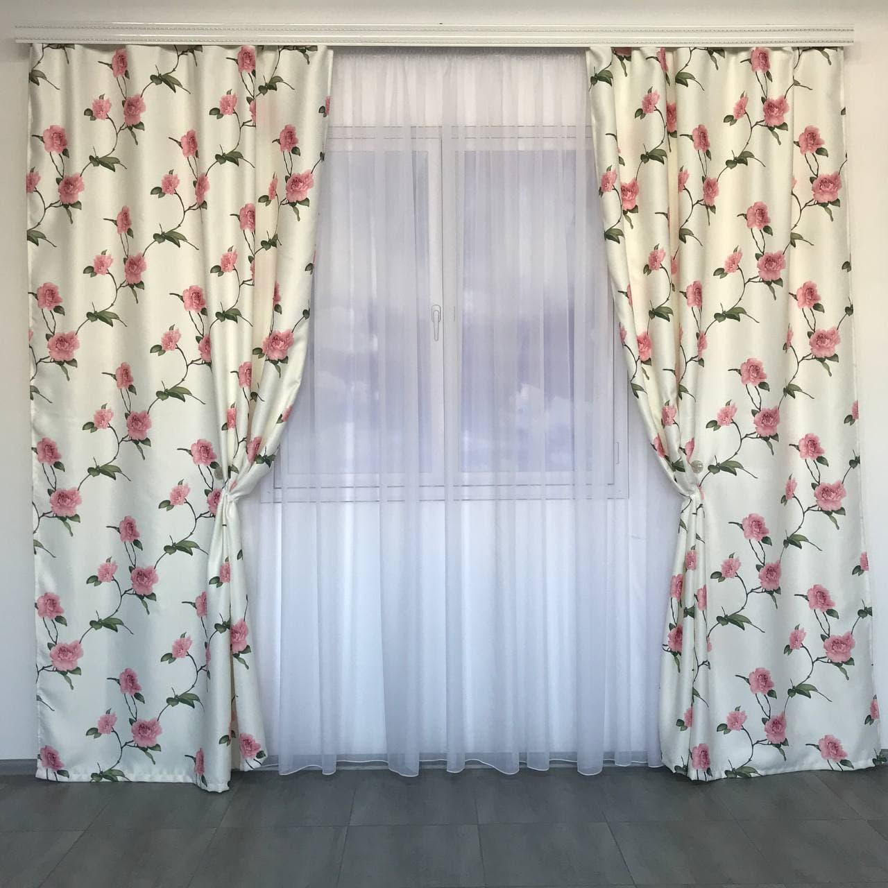 Готові штори з принтом Прованс ALBO 150x270 см 2 шт. Рожевий - фото 1 Готові штори з принтом Прованс ALBO 150x270 см 2 шт. Рожевий - фото 1