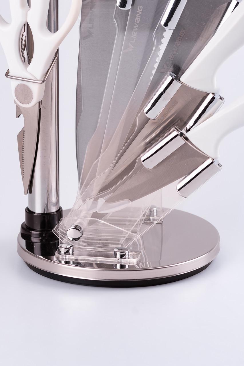 Набор кухонных ножей на подставке 7 предметов Белый - фото 4